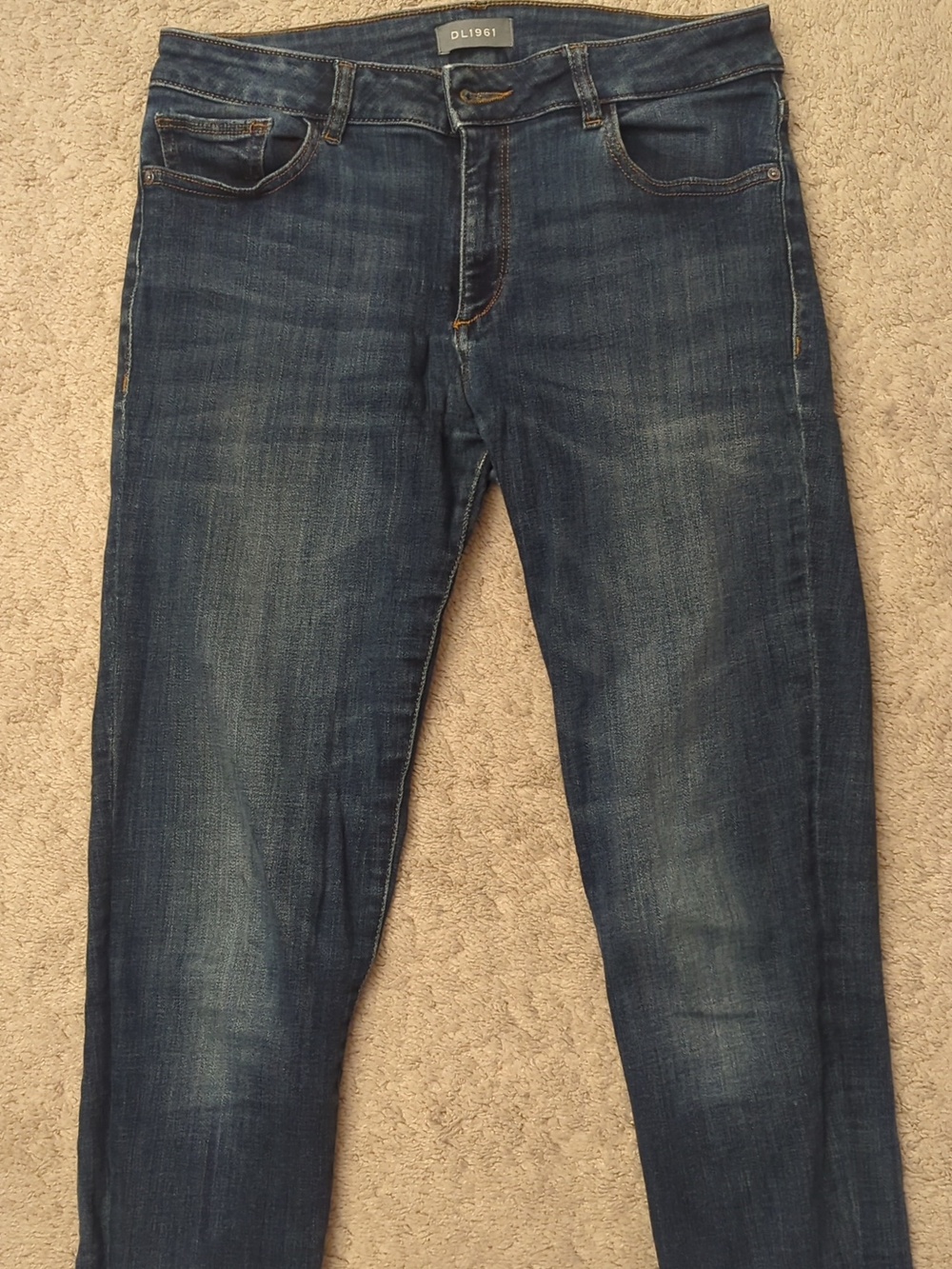 DL1961 Dark Blue Slim Jeans with Contrast Stitching